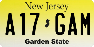 NJ license plate A17GAM