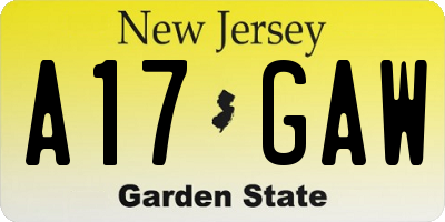 NJ license plate A17GAW