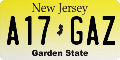 NJ license plate A17GAZ