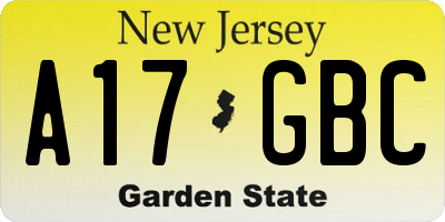 NJ license plate A17GBC