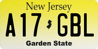 NJ license plate A17GBL