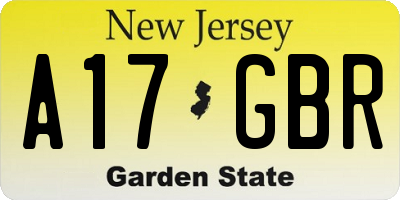 NJ license plate A17GBR