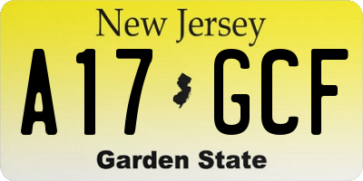 NJ license plate A17GCF