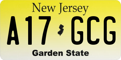 NJ license plate A17GCG