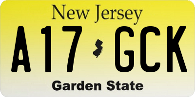 NJ license plate A17GCK