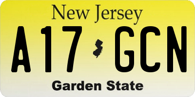 NJ license plate A17GCN