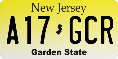 NJ license plate A17GCR