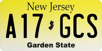 NJ license plate A17GCS