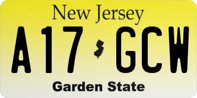 NJ license plate A17GCW