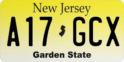NJ license plate A17GCX