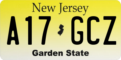 NJ license plate A17GCZ