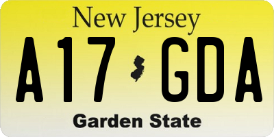NJ license plate A17GDA
