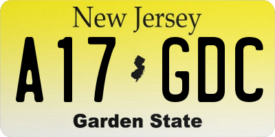 NJ license plate A17GDC
