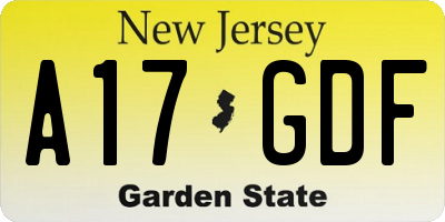 NJ license plate A17GDF
