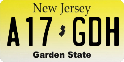 NJ license plate A17GDH