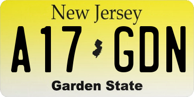 NJ license plate A17GDN