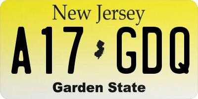 NJ license plate A17GDQ