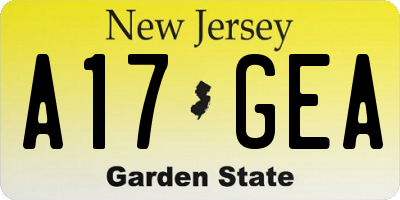 NJ license plate A17GEA