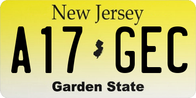NJ license plate A17GEC