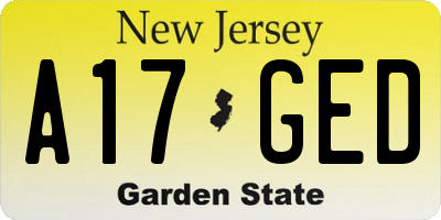 NJ license plate A17GED