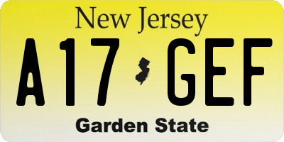 NJ license plate A17GEF