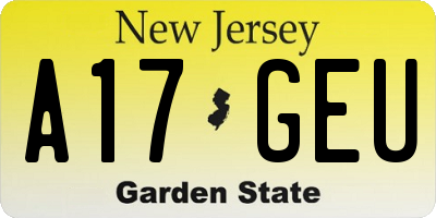 NJ license plate A17GEU
