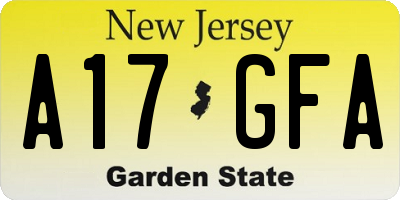 NJ license plate A17GFA