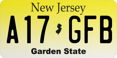 NJ license plate A17GFB
