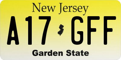 NJ license plate A17GFF