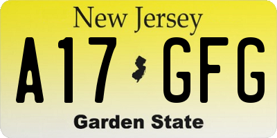 NJ license plate A17GFG