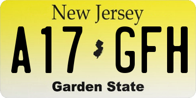 NJ license plate A17GFH