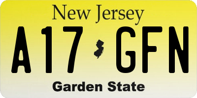 NJ license plate A17GFN