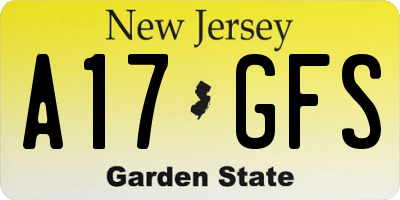 NJ license plate A17GFS