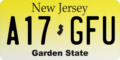 NJ license plate A17GFU