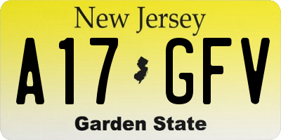 NJ license plate A17GFV