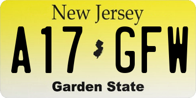 NJ license plate A17GFW