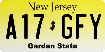 NJ license plate A17GFY