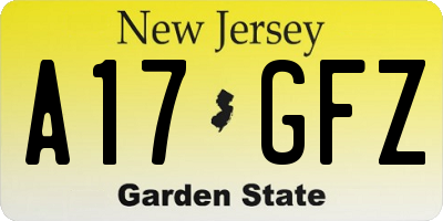 NJ license plate A17GFZ