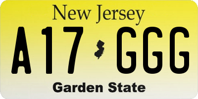 NJ license plate A17GGG