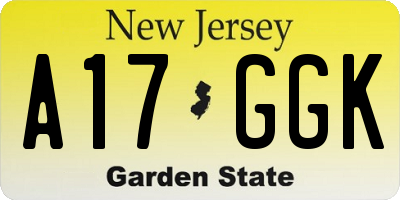 NJ license plate A17GGK