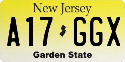 NJ license plate A17GGX