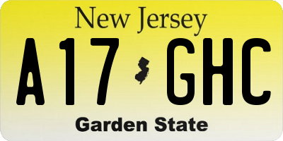 NJ license plate A17GHC