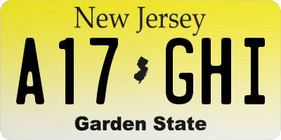 NJ license plate A17GHI
