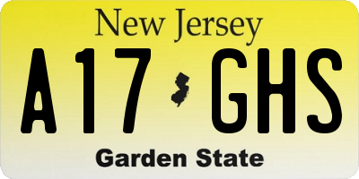 NJ license plate A17GHS