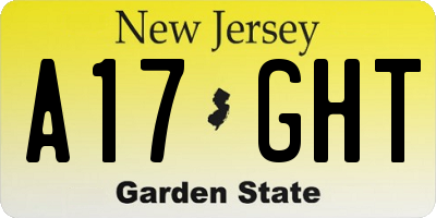 NJ license plate A17GHT