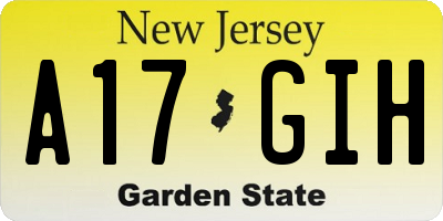 NJ license plate A17GIH