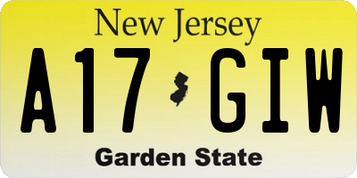 NJ license plate A17GIW