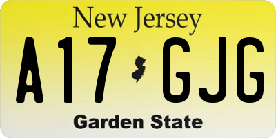 NJ license plate A17GJG