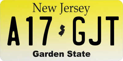 NJ license plate A17GJT