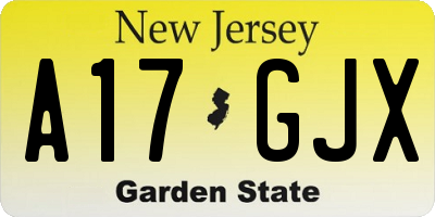NJ license plate A17GJX